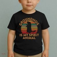 Ground Hog Is My Spirit Animal Gift Silhouette Groundhog Day Toddler T-Shirt thumb 2