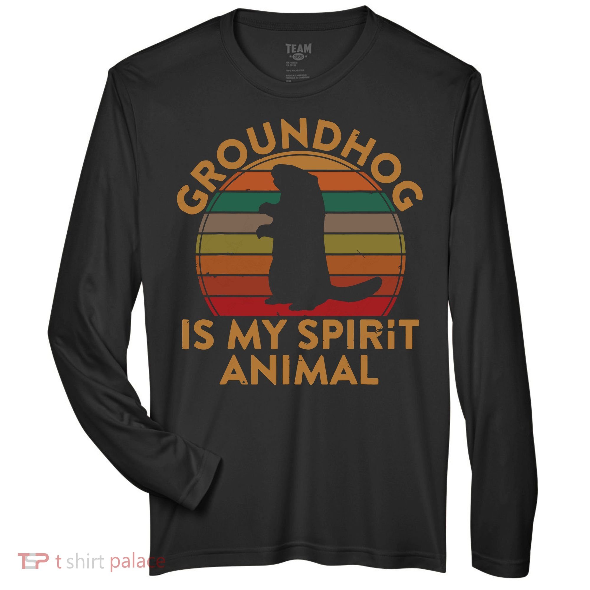Ground Hog Is My Spirit Animal Gift Silhouette Groundhog Day Zone Performance Long-Sleeve T-Shirt