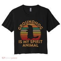 Ground Hog Is My Spirit Animal Gift Silhouette Groundhog Day Women's Crop Top Tee thumb 0