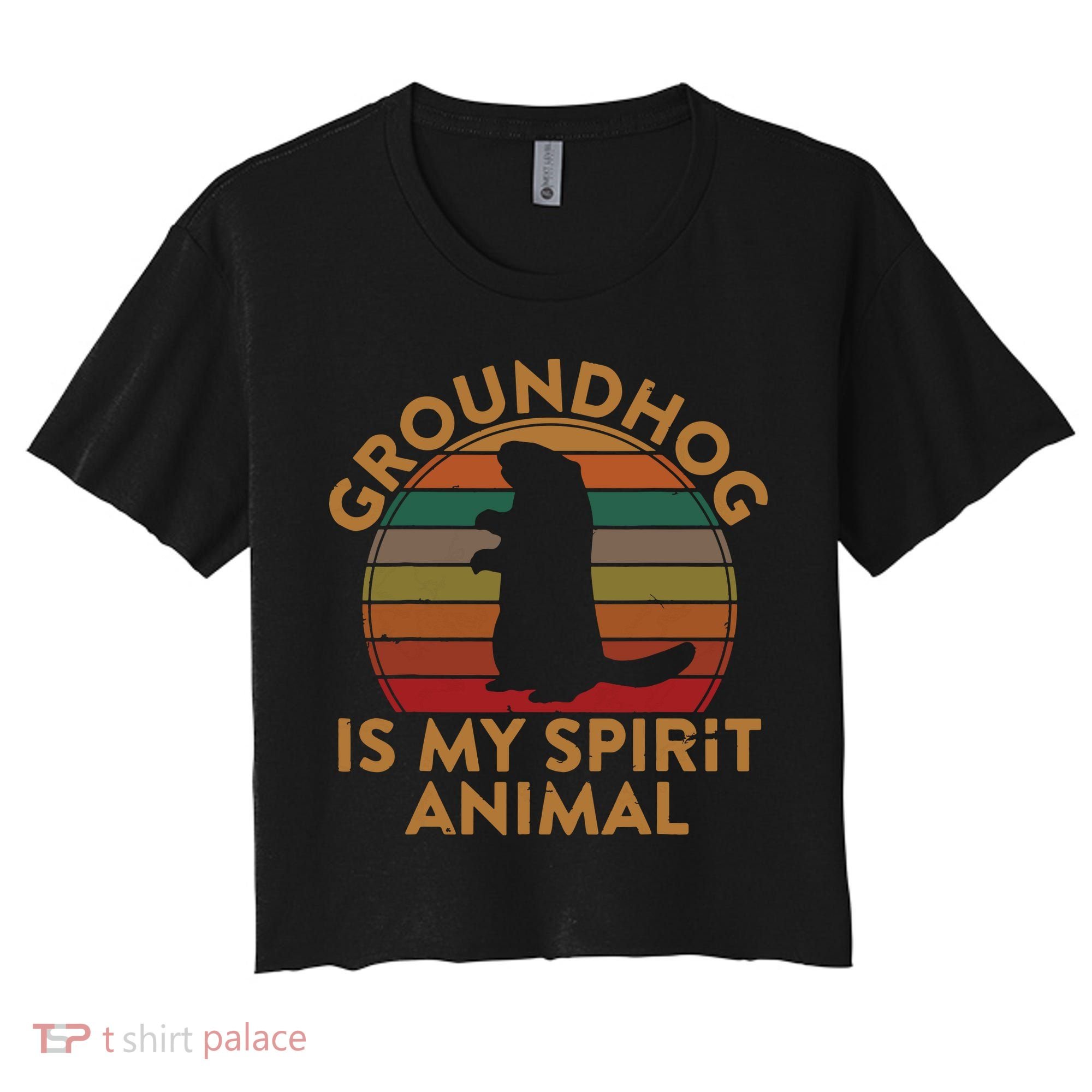 Ground Hog Is My Spirit Animal Gift Silhouette Groundhog Day Women's Crop Top Tee