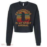 Ground Hog Is My Spirit Animal Gift Silhouette Groundhog Day Cropped Pullover Crew thumb 0