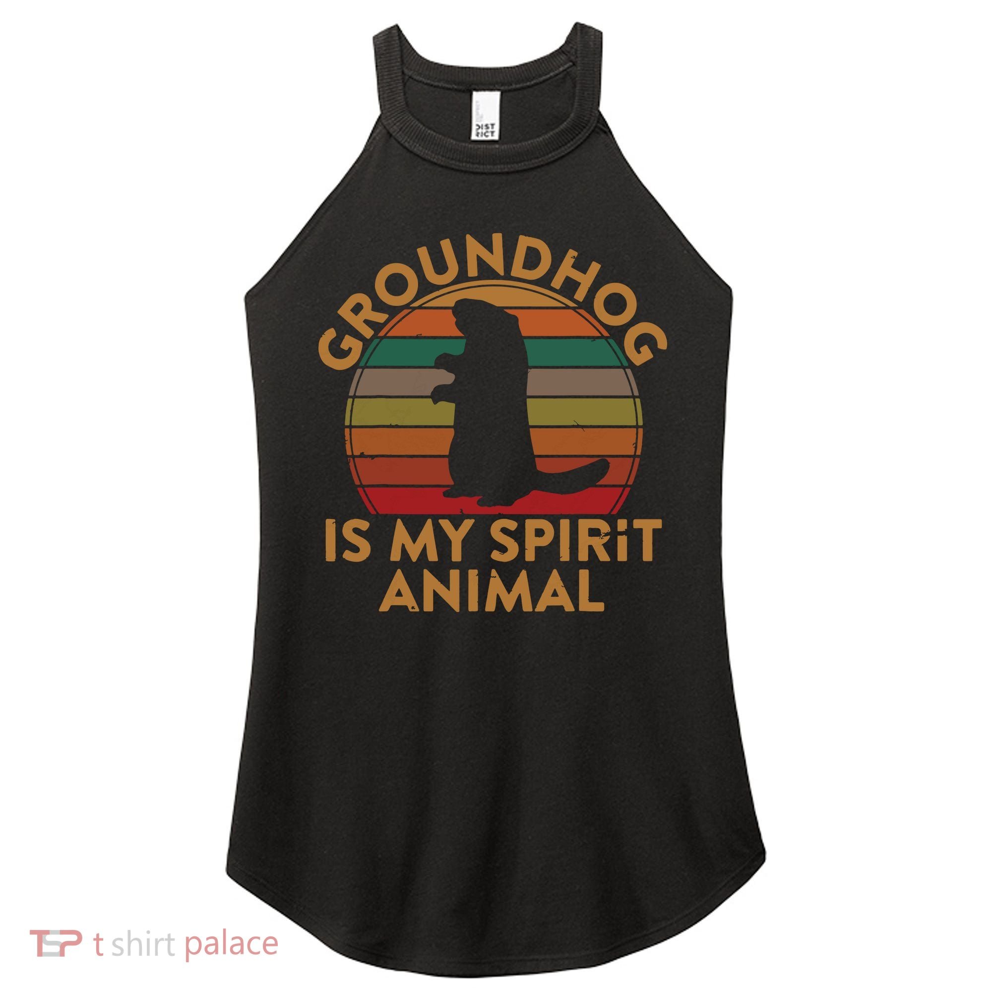 Ground Hog Is My Spirit Animal Gift Silhouette Groundhog Day Women's Perfect Tri Rocker Tank