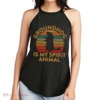 Ground Hog Is My Spirit Animal Gift Silhouette Groundhog Day Women's Perfect Tri Rocker Tank thumb 2