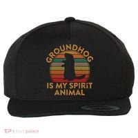 Ground Hog Is My Spirit Animal Gift Silhouette Groundhog Day Wool Snapback Cap thumb 0