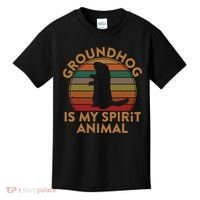 Ground Hog Is My Spirit Animal Gift Silhouette Groundhog Day Kids T-Shirt thumb 0