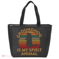 Ground Hog Is My Spirit Animal Gift Silhouette Groundhog Day Tote Bag thumb 0