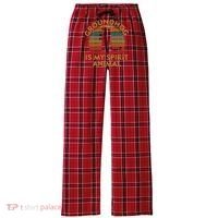 Ground Hog Is My Spirit Animal Gift Silhouette Groundhog Day Women's Flannel Plaid Pajama Pants thumb 0