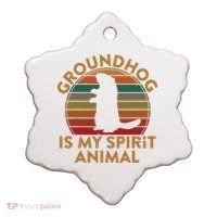 Ground Hog Is My Spirit Animal Gift Silhouette Groundhog Day Ceramic Ornament thumb 0