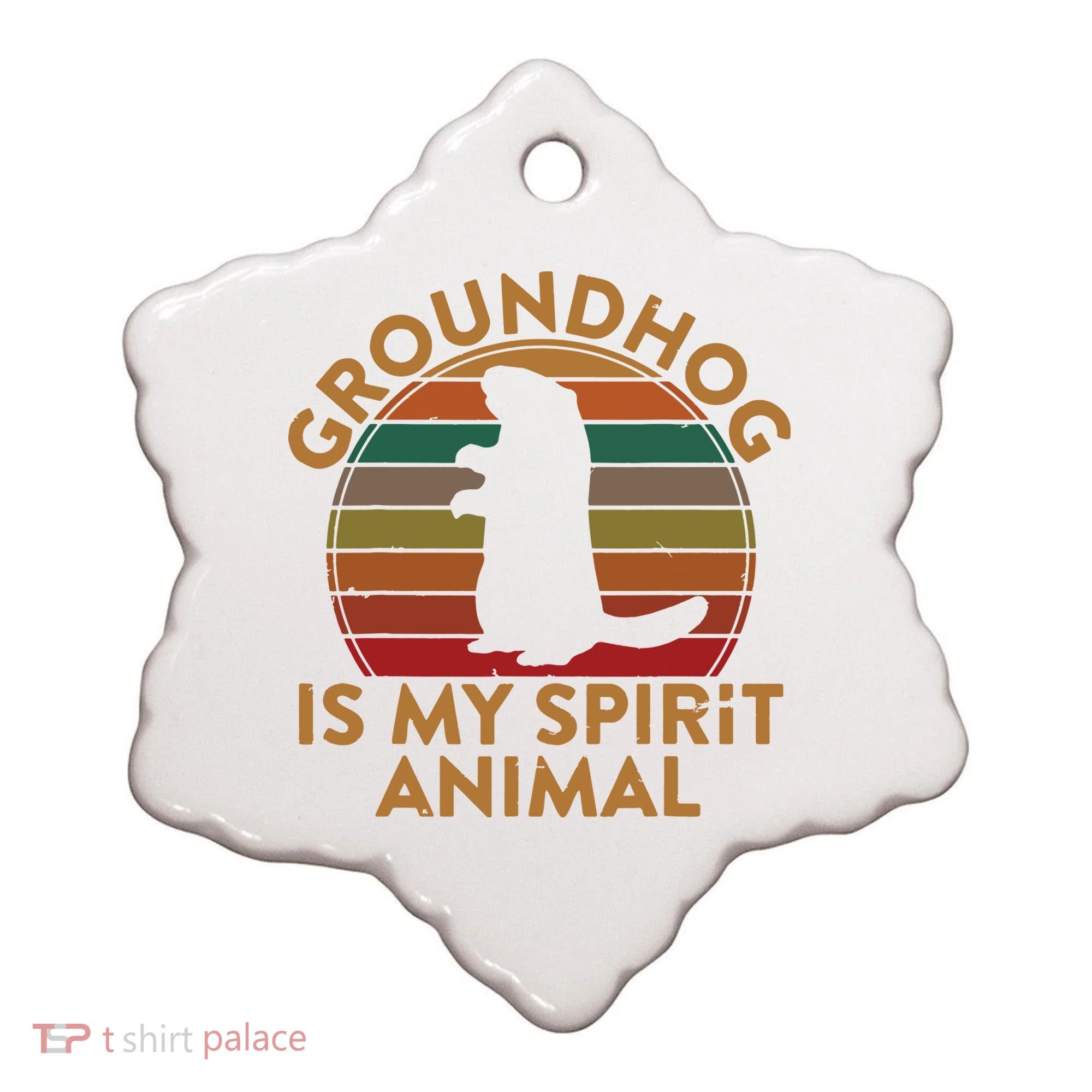 Ground Hog Is My Spirit Animal Gift Silhouette Groundhog Day Ceramic Ornament