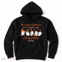 Ghost Halloween Leukemia Cancer No One Fights Solo Leukemia Crew Hoodie thumb 0