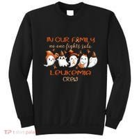 Ghost Halloween Leukemia Cancer No One Fights Solo Leukemia Crew Sweatshirt thumb 0