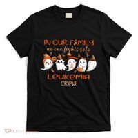 Ghost Halloween Leukemia Cancer No One Fights Solo Leukemia Crew T-Shirt thumb 0