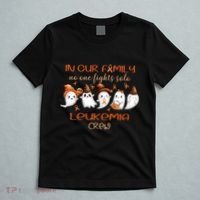 Ghost Halloween Leukemia Cancer No One Fights Solo Leukemia Crew T-Shirt thumb 5