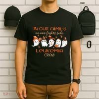Ghost Halloween Leukemia Cancer No One Fights Solo Leukemia Crew T-Shirt thumb 6