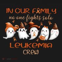 Ghost Halloween Leukemia Cancer No One Fights Solo Leukemia Crew Women's Hoodie thumb 2