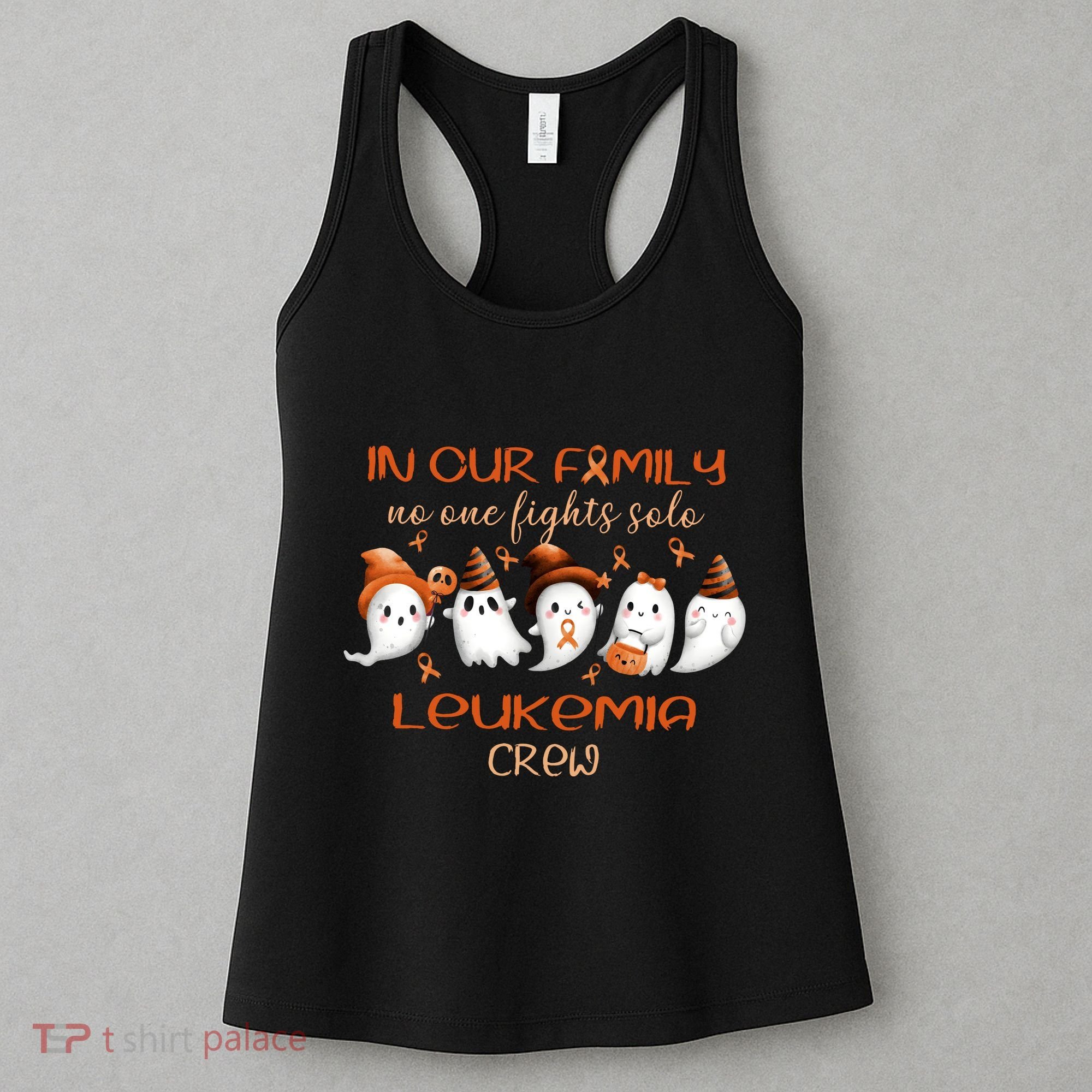 Ghost Halloween Leukemia Cancer No One Fights Solo Leukemia Crew Women's Tank Top