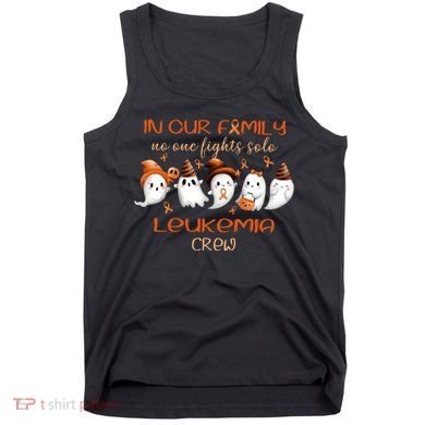 Ghost Halloween Leukemia Cancer No One Fights Solo Leukemia Crew Tank Top