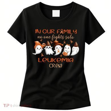 Ghost Halloween Leukemia Cancer No One Fights Solo Leukemia Crew Women's T-Shirt