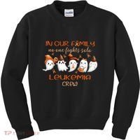 Ghost Halloween Leukemia Cancer No One Fights Solo Leukemia Crew Kids Sweatshirt thumb 0
