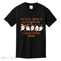 Ghost Halloween Leukemia Cancer No One Fights Solo Leukemia Crew Kids T-Shirt thumb 0