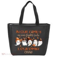 Ghost Halloween Leukemia Cancer No One Fights Solo Leukemia Crew Tote Bag thumb 0