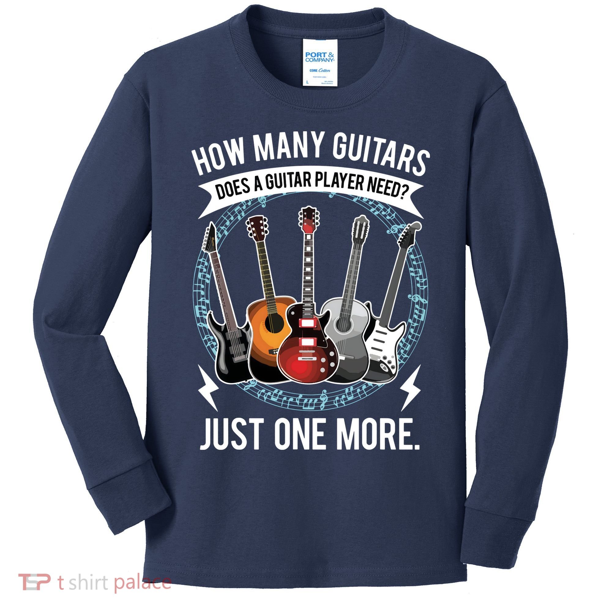 Guitar How Many Guitars Gift For Guitar Player Kids Long Sleeve Shirt