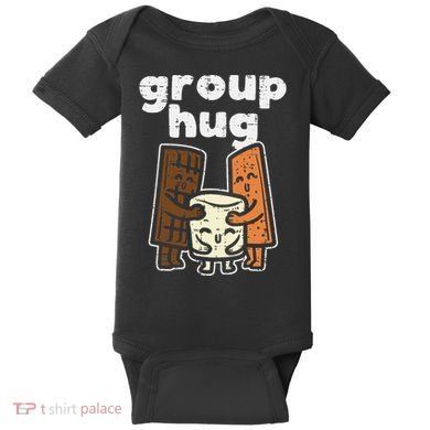 Group Hug Marshmallow Smore Funny Camping Pun Camper Family Baby Bodysuit
