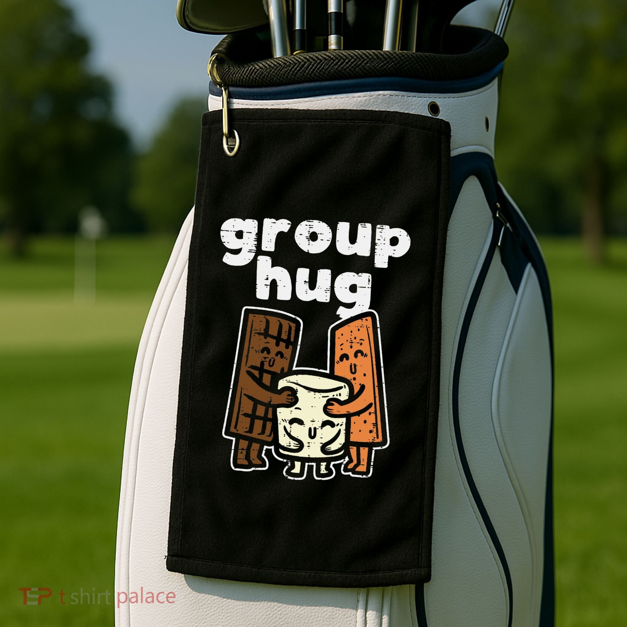Group Hug Marshmallow Smore Funny Camping Pun Camper Family Golf Towel