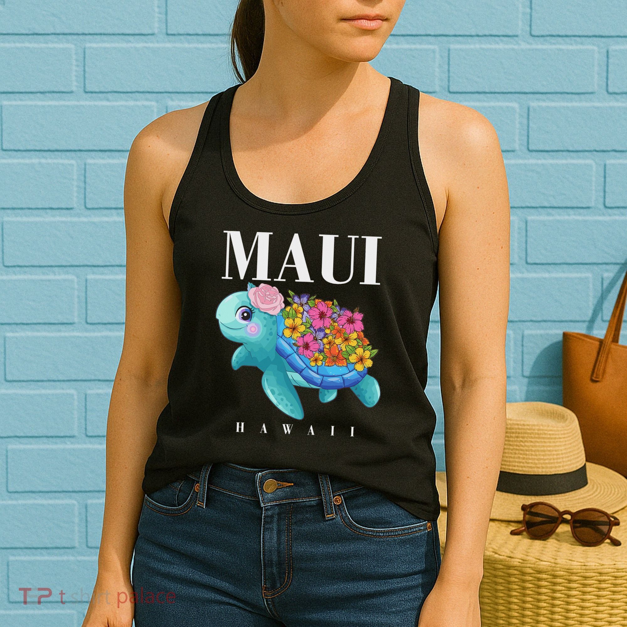 Girl Hawaiian Maui Hawaii Turtle Hibiscus Women's Tank Top