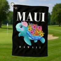 Girl Hawaiian Maui Hawaii Turtle Hibiscus Golf Towel thumb 1
