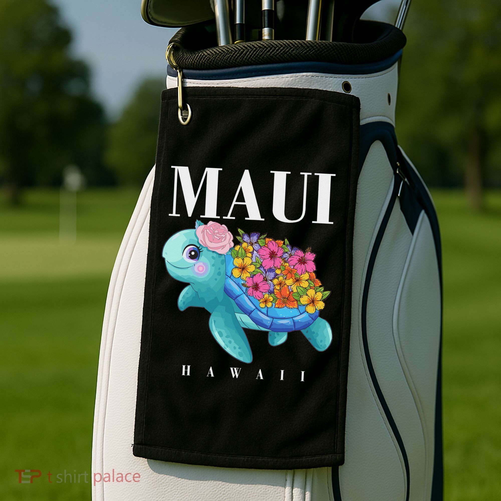 Girl Hawaiian Maui Hawaii Turtle Hibiscus Golf Towel