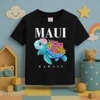 Girl Hawaiian Maui Hawaii Turtle Hibiscus Toddler T-Shirt thumb 3