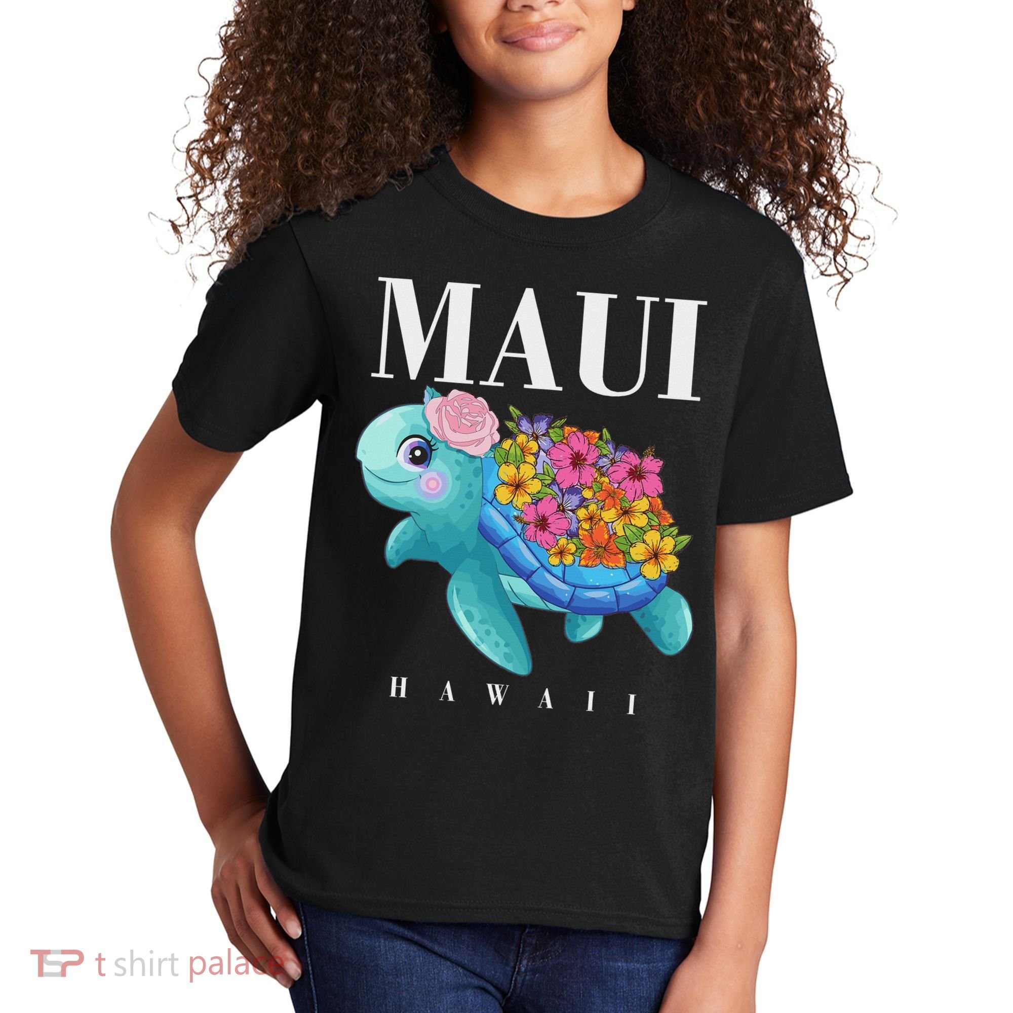 Girl Hawaiian Maui Hawaii Turtle Hibiscus Kids T-Shirt