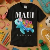 Girl Hawaiian Maui Hawaii Turtle Hibiscus Kids T-Shirt thumb 3