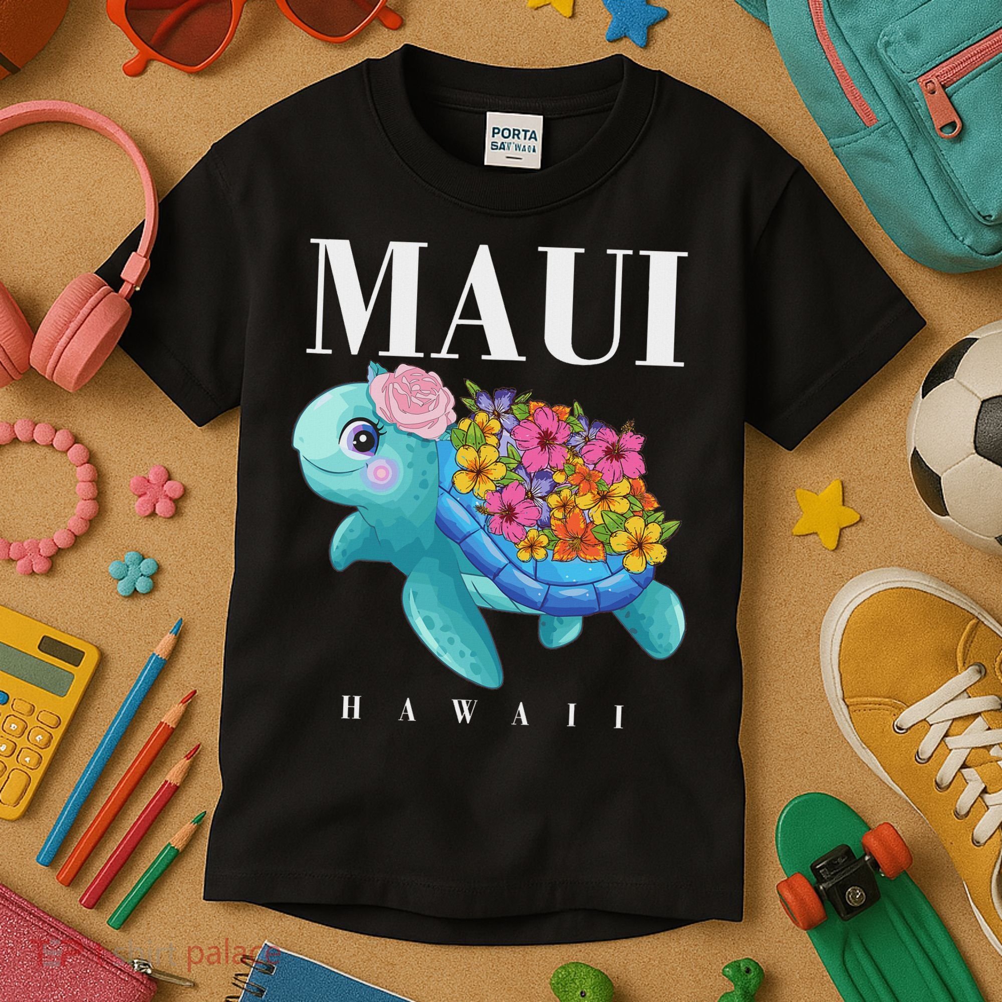 Girl Hawaiian Maui Hawaii Turtle Hibiscus Kids T-Shirt