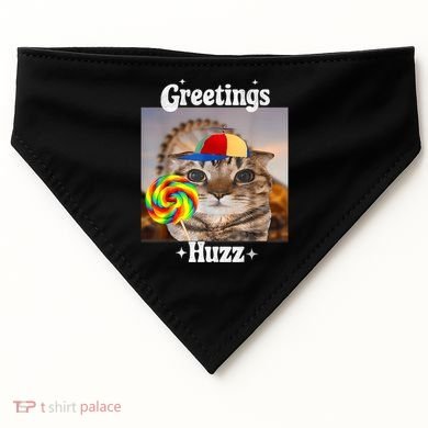Greetings Huzz Meme Funny Cat Lollipop USA-Made Doggie Bandana
