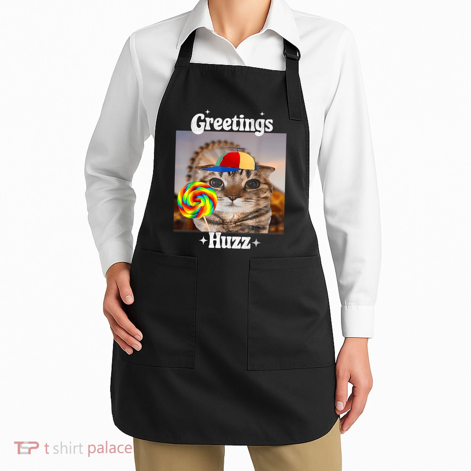 Greetings Huzz Meme Funny Cat Lollipop Apron