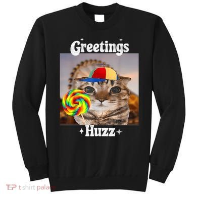 Greetings Huzz Meme Funny Cat Lollipop Sweatshirt