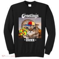 Greetings Huzz Meme Funny Cat Lollipop Sweatshirt thumb 0