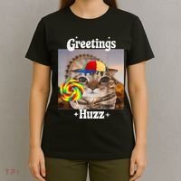 Greetings Huzz Meme Funny Cat Lollipop T-Shirt thumb 4