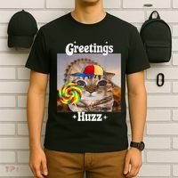 Greetings Huzz Meme Funny Cat Lollipop T-Shirt thumb 6