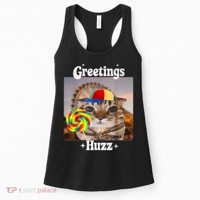 Greetings Huzz Meme Funny Cat Lollipop Women's Tank Top