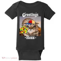 Greetings Huzz Meme Funny Cat Lollipop Baby Bodysuit thumb 0