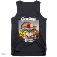 Greetings Huzz Meme Funny Cat Lollipop Tank Top thumb 0