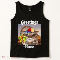 Greetings Huzz Meme Funny Cat Lollipop Tank Top thumb 2