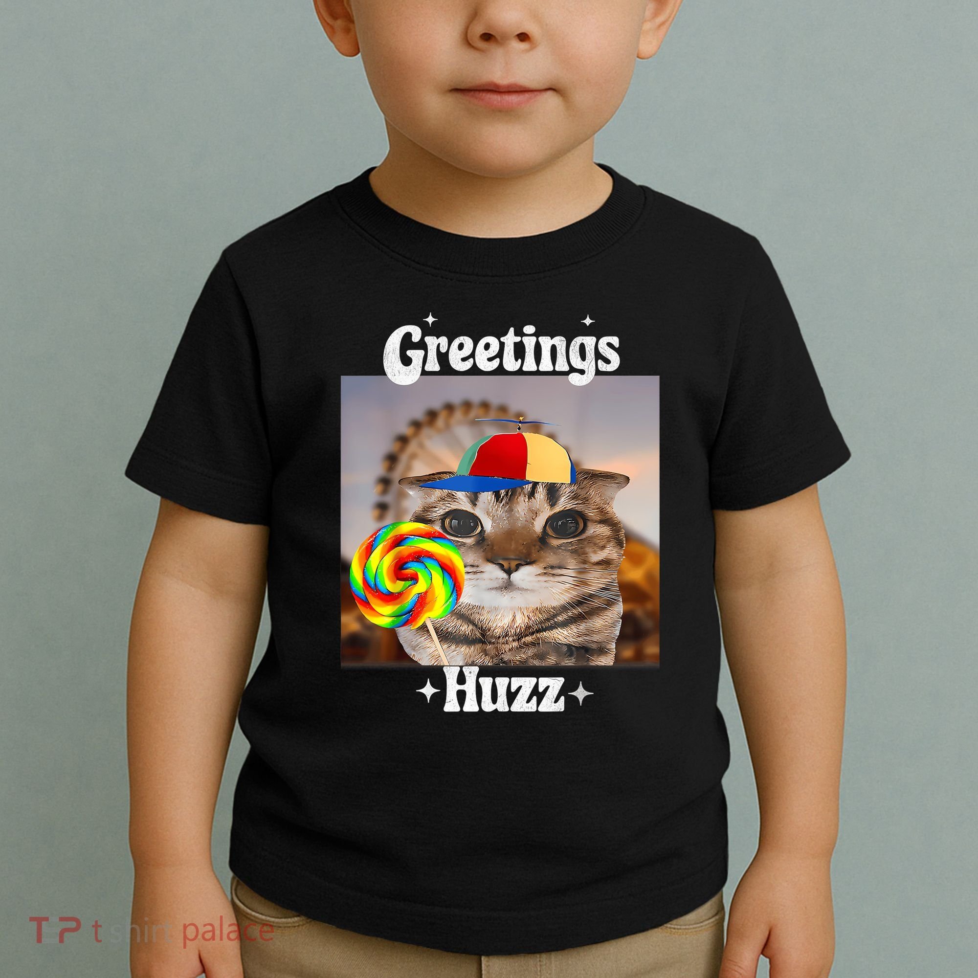Greetings Huzz Meme Funny Cat Lollipop Toddler T-Shirt