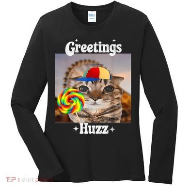 Greetings Huzz Meme Funny Cat Lollipop Women's Long Sleeve Shirt