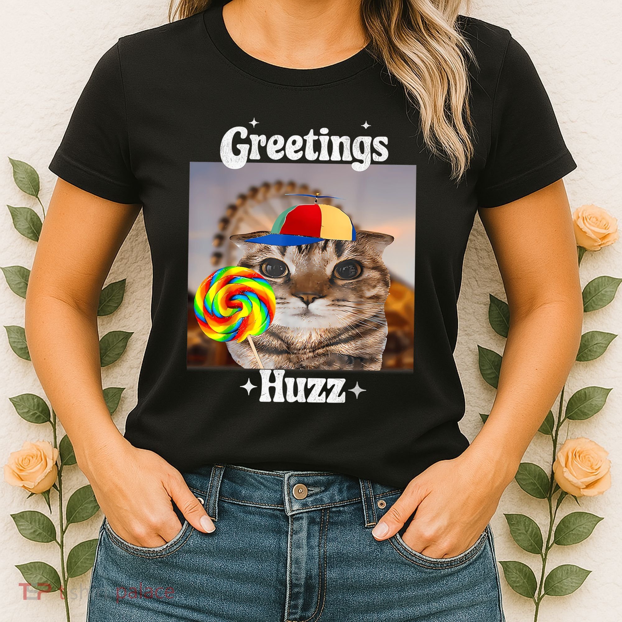Greetings Huzz Meme Funny Cat Lollipop Women's T-Shirt