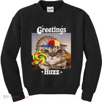 Greetings Huzz Meme Funny Cat Lollipop Kids Sweatshirt thumb 0