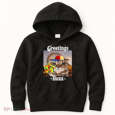 Greetings Huzz Meme Funny Cat Lollipop Kids Hoodie
